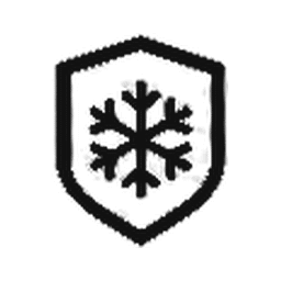 Snowflake shield representing equipment designed for deep cold.